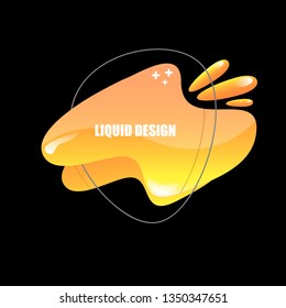 modern abstract vector orange banner on solid black background. Gradient abstract banner with flowing liquid shapes for logo, flyer or infographics design. Vector illustration 