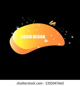 modern abstract vector orange banner on solid black background. Gradient abstract banner with flowing liquid shapes for logo, flyer or infographics design. Vector illustration 
