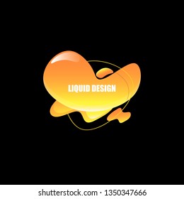 modern abstract vector orange banner on solid black background. Gradient abstract banner with flowing liquid shapes for logo, flyer or infographics design. Vector illustration 