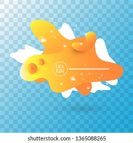 modern abstract vector orange banner isolated on transparent background. Gradient abstract banner with flowing liquid shapes for logo, flyer or infographics design. Vector illustration