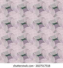 Modern abstract vector pattern created of layered wavy geometric flower shapes with 3D effect. Seamless background for home textiles, fashion fabrics, stationery and wallpaper.