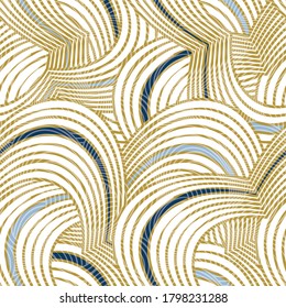 Modern abstract vector pattern design created of overlapped geometric curved lines. Seamless design, great for fabric, wallpaper and packaging projects.