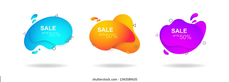 Modern abstract vector sale banner. Fluid gradient geometric for minimal banners, logo, flyer, poster, presentation and advertising. Abstract trendy liquid background.