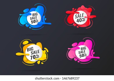 Modern abstract vector sale banner, on black and white background. The fluid gradient is geometric for minimal banners.