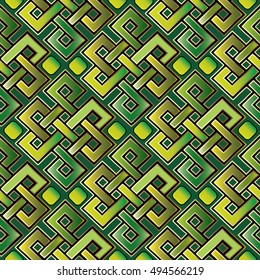 Modern abstract vector seamless pattern background wallpaper illustration with pink oriental vintage decorative antique  ornaments,3d decor elements with shadow and highlights. Endless texture