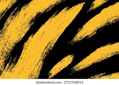 Modern abstract vector with sweeping black brush strokes over a rich yellow background. Ideal for design layouts and bold visual projects.