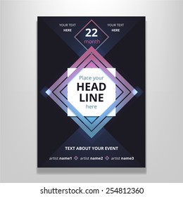 Modern abstract vector template for poster flyer brochure placard design. Vector template poster with white rectangle in frame