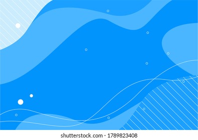 modern abstract vector wallpaper background. Flat geometric shapes of blue colors  in memphis design style. Template ready for use in web or print design.