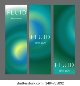 Modern abstract vertical banners set. Cool gradient shapes composition. Futuristic design.