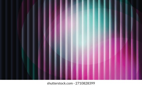 Fondo de gradiente rayado de Vertical abstracta moderna con efectos de luz rosa vibrante y verde azulado, aislado sobre fondo blanco para un diseño versátil.