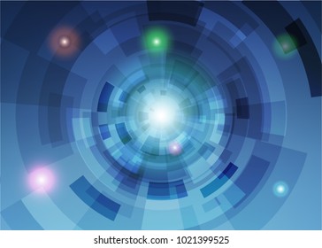 Modern abstract virtual techology background with colorful round shape on left side flat vector illustration