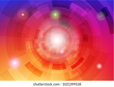 Modern abstract virtual techology background with colorful round shape on left side flat vector illustration