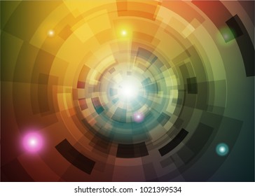 Modern abstract virtual techology background with colorful round shape on left side flat vector illustration