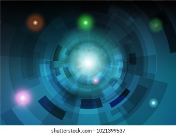Modern abstract virtual techology background with colorful round shape on left side flat vector illustration