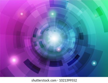 Modern abstract virtual techology background with colorful round shape on left side flat vector illustration