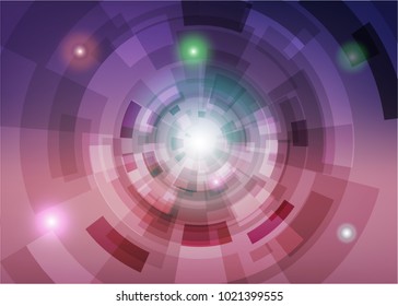 Modern abstract virtual techology background with colorful round shape on left side flat vector illustration