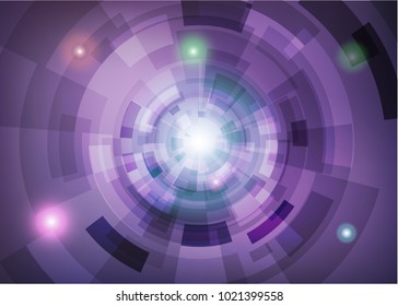 Modern abstract virtual techology background with colorful round shape on left side flat vector illustration