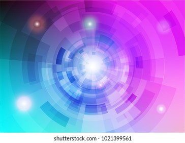 Modern abstract virtual techology background with colorful round shape on left side flat vector illustration
