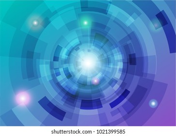 Modern abstract virtual techology background with colorful round shape on left side flat vector illustration