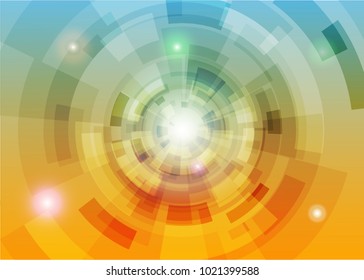 Modern abstract virtual techology background with colorful round shape on left side flat vector illustration