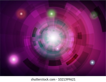 Modern abstract virtual techology background with colorful round shape on left side flat vector illustration