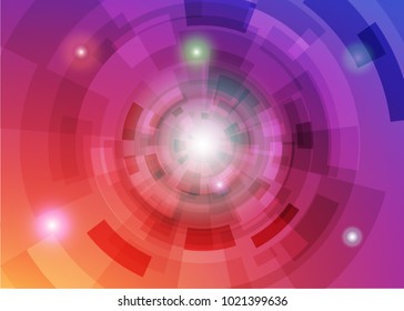 Modern abstract virtual techology background with colorful round shape on left side flat vector illustration