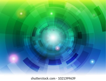 Modern abstract virtual techology background with colorful round shape on left side flat vector illustration