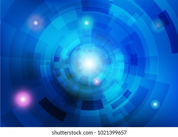 Modern abstract virtual techology background with colorful round shape on left side flat vector illustration