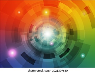 Modern abstract virtual techology background with colorful round shape on left side flat vector illustration