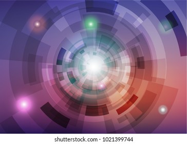 Modern abstract virtual techology background with colorful round shape on left side flat vector illustration