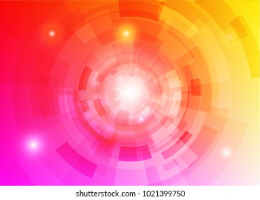 Modern abstract virtual techology background with colorful round shape on left side flat vector illustration