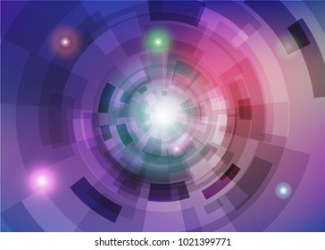 Modern abstract virtual techology background with colorful round shape on left side flat vector illustration