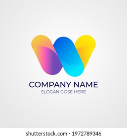 Modern abstract W letter logo । Colorful w Logo