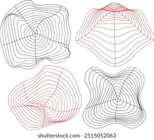 Modern abstract wallpaper with funky retro swirls and geometric shapes