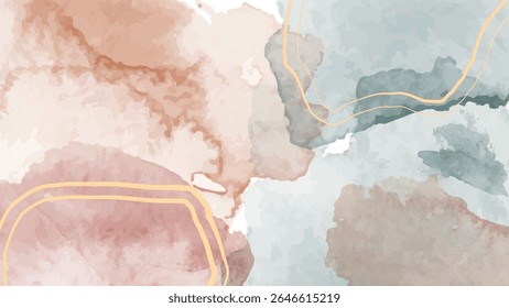 Fundo moderno abstrato aquarela com tons de pastel e terra misturados em transições suaves e formas artísticas. Ideal para impressão, uso de marca ou para uso na Web.