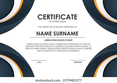 modern abstract wave award certificate