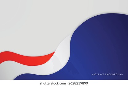 Modern abstract wave background blue, red and white with silver color