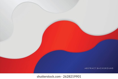 Modern abstract wave background blue, red and white with silver color