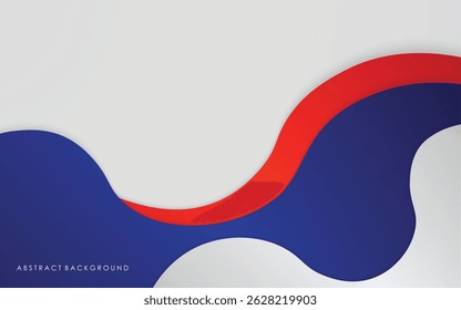 Modern abstract wave background blue, red and white with silver color
