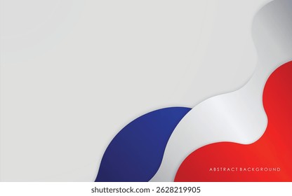 Modern abstract wave background blue, red and white with silver color