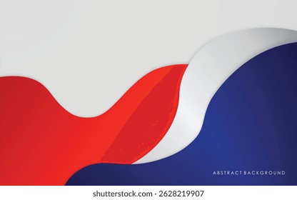 Modern abstract wave background blue, red and white with silver color