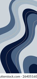 Modern abstract wave background with elegant blue hues and gold stripes. Perfect for use in minimalist wallpapers, branding, digital presentations, packaging designs and modern art collections.