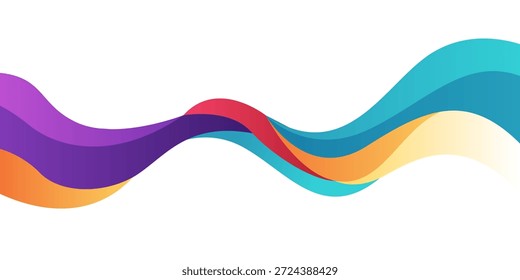 Fondo de onda abstracto moderno con Formas de cinta que fluyen y acentos multicolores. Ideal para branding, presentaciones, campañas digitales y proyectos creativos de diseño comercial.