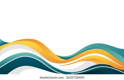 Modern Abstract Wave Background with Yellow and Teal Curves