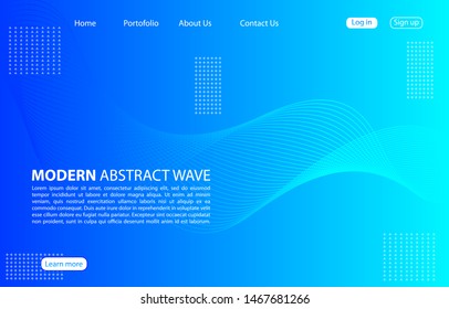 Modern abstract wave background.Landing page abstract wave design.Blue Template apps and websites.