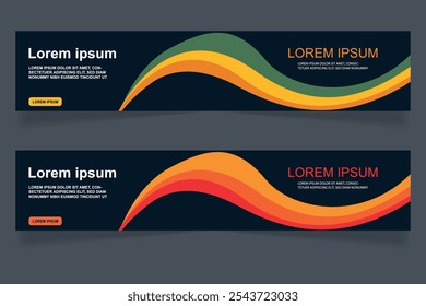modernes abstraktes Wellenbanner-Design mit dunklem Hintergrund für Werbung und Werbeaktionen