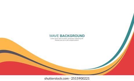 Modern abstract wave design in blue, orange, and red tones