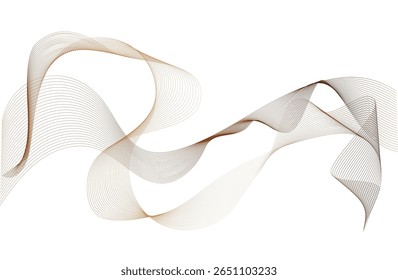 Onda abstrata moderna em tons elegantes de marrom e bege. Linhas curvas suaves no plano de fundo branco, ideais para projetos de negócios, tecnologia, branding e design minimalista