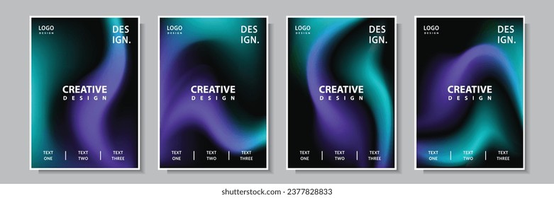 modern abstract wave gradation color cover template background set collection design vector