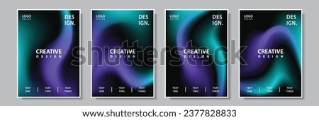 modern abstract wave gradation color cover template background set collection design vector